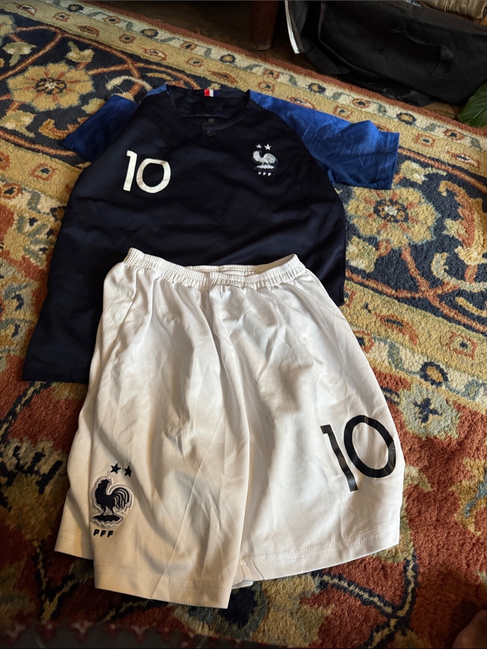 France #10 Mbape Soccer Jersey and Shorts Set - Navy & White